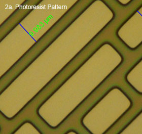 Image 2a - Top view of a photoresist pattern showing decreasingly sized rectangles